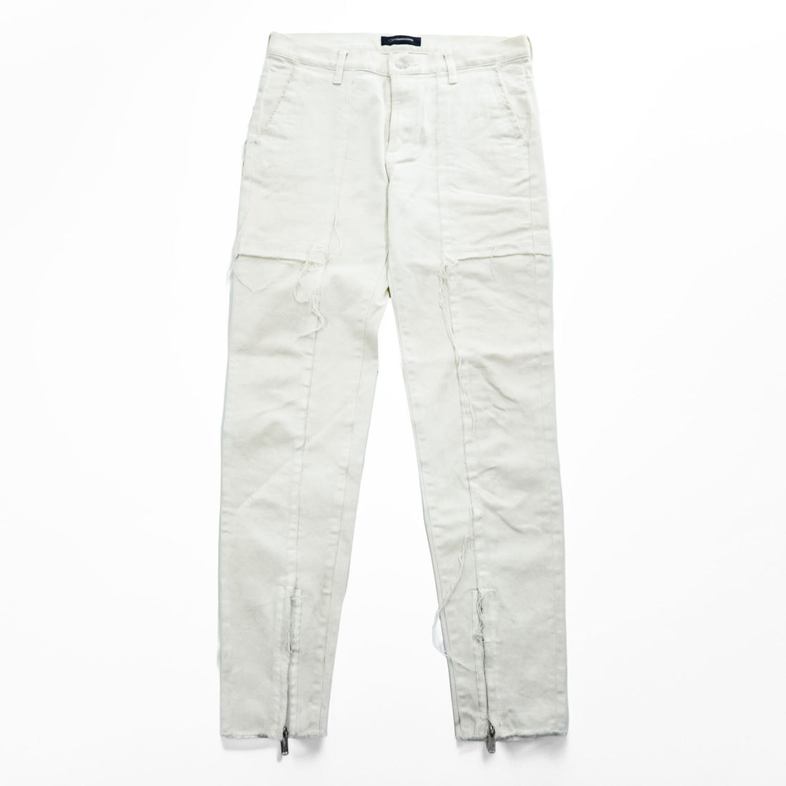 John UNDERCOVER 日本製 リメイク 再構築ストレッチデニムパンツ ジーンズ M ホワイト ダメージ加工 裾ジップ スリット JUV4505-2