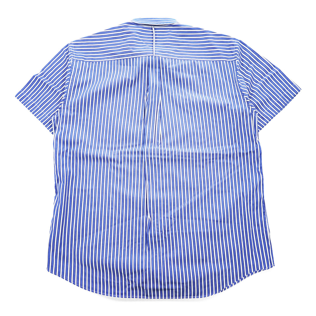 LACOSTE 半袖 ボタンダウン ストライプ シャツ XL ブルー ワンポイントロゴ 胸ポケット
