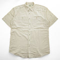 L.L.Bean ナチュラル コットン 半袖 ワークシャツ L ベージュ 胸ポケット GA88
