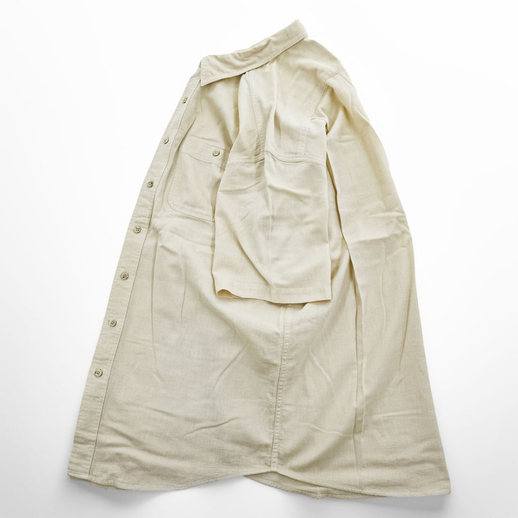 L.L.Bean ナチュラル コットン 半袖 ワークシャツ L ベージュ 胸ポケット GA88