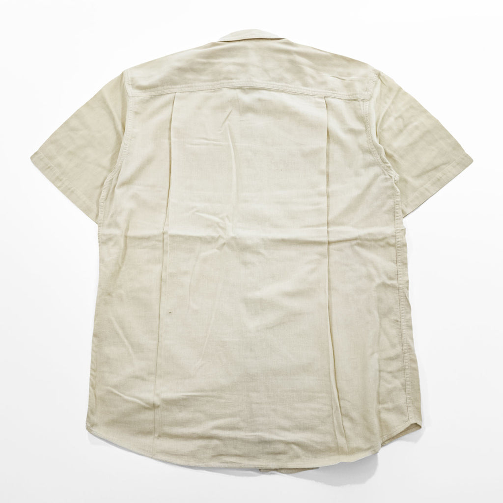 L.L.Bean ナチュラル コットン 半袖 ワークシャツ L ベージュ 胸ポケット GA88