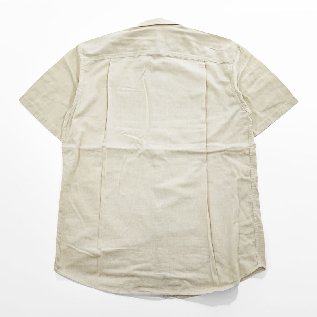 L.L.Bean ナチュラル コットン 半袖 ワークシャツ L ベージュ 胸ポケット GA88