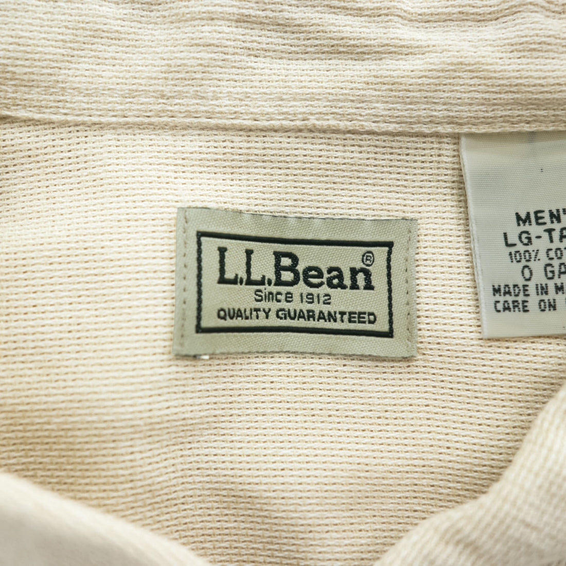 L.L.Bean ナチュラル コットン 半袖 ワークシャツ L ベージュ 胸ポケット GA88