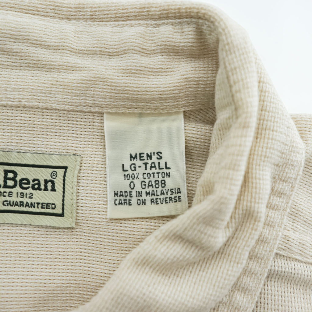 L.L.Bean ナチュラル コットン 半袖 ワークシャツ L ベージュ 胸ポケット GA88