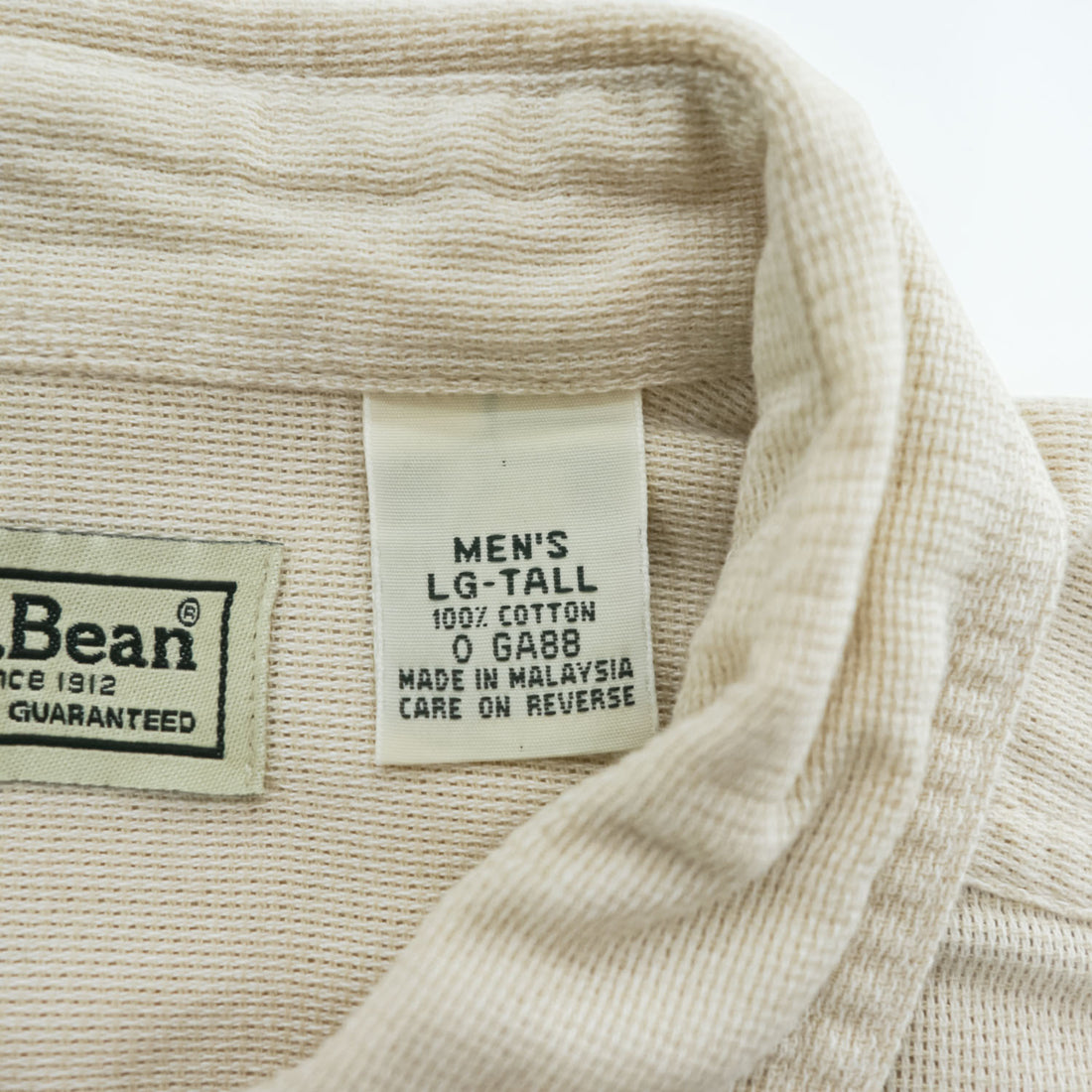 L.L.Bean ナチュラル コットン 半袖 ワークシャツ L ベージュ 胸ポケット GA88
