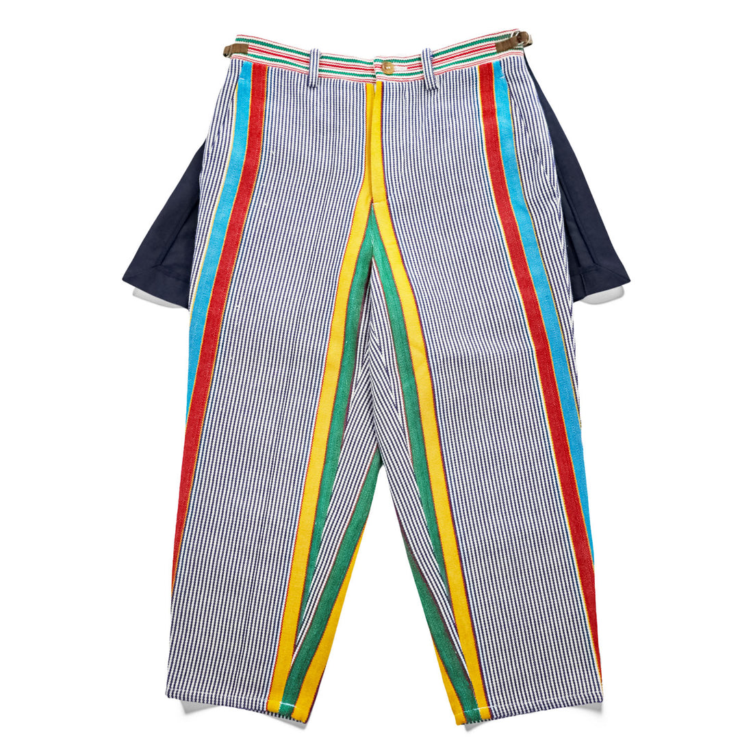 DOVER STREET MARKET GINZA限定 FACEWEL ( FACETASM × DIGAWEL ) 日本製 3WAY マルチカラー ストライプパンツ プリーツスカート付き COMME des GARÇONS