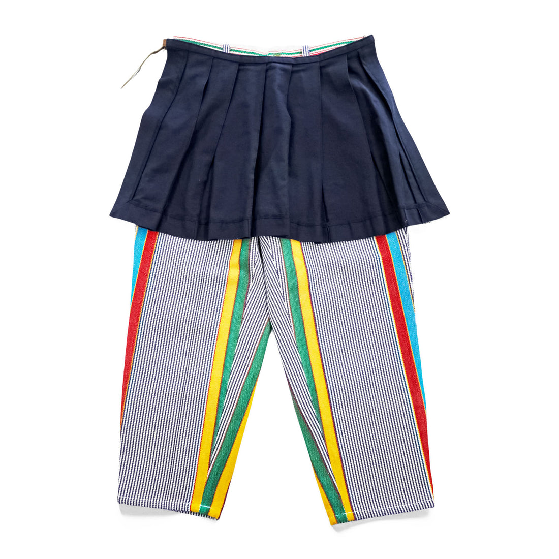 DOVER STREET MARKET GINZA限定 FACEWEL ( FACETASM × DIGAWEL ) 日本製 3WAY マルチカラー ストライプパンツ プリーツスカート付き COMME des GARÇONS