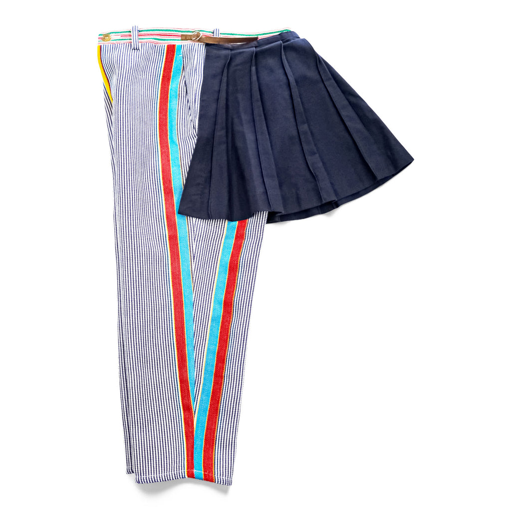 DOVER STREET MARKET GINZA限定 FACEWEL ( FACETASM × DIGAWEL ) 日本製 3WAY マルチカラー ストライプパンツ プリーツスカート付き COMME des GARÇONS
