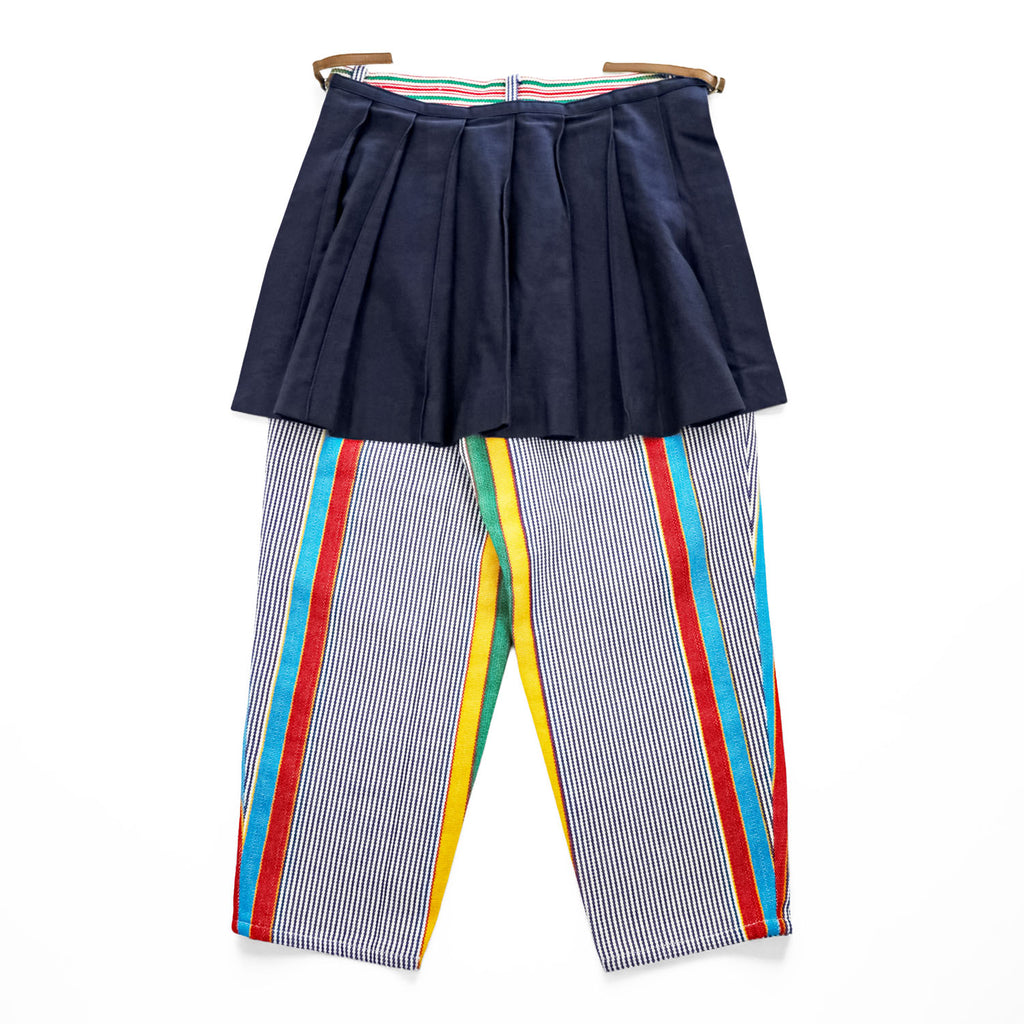 DOVER STREET MARKET GINZA限定 FACEWEL ( FACETASM × DIGAWEL ) 日本製 3WAY マルチカラー ストライプパンツ プリーツスカート付き COMME des GARÇONS
