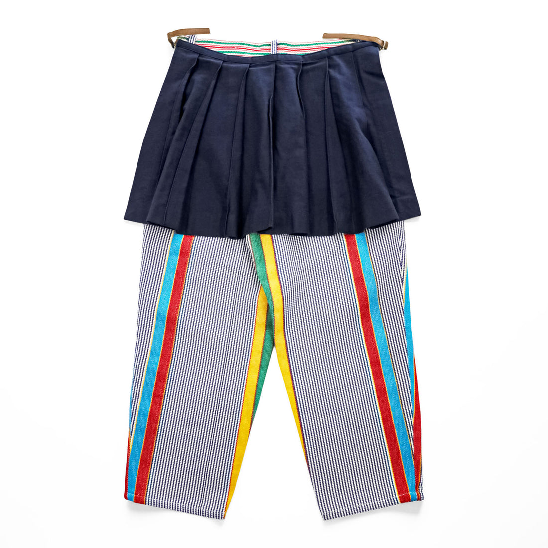 DOVER STREET MARKET GINZA限定 FACEWEL ( FACETASM × DIGAWEL ) 日本製 3WAY マルチカラー ストライプパンツ プリーツスカート付き COMME des GARÇONS