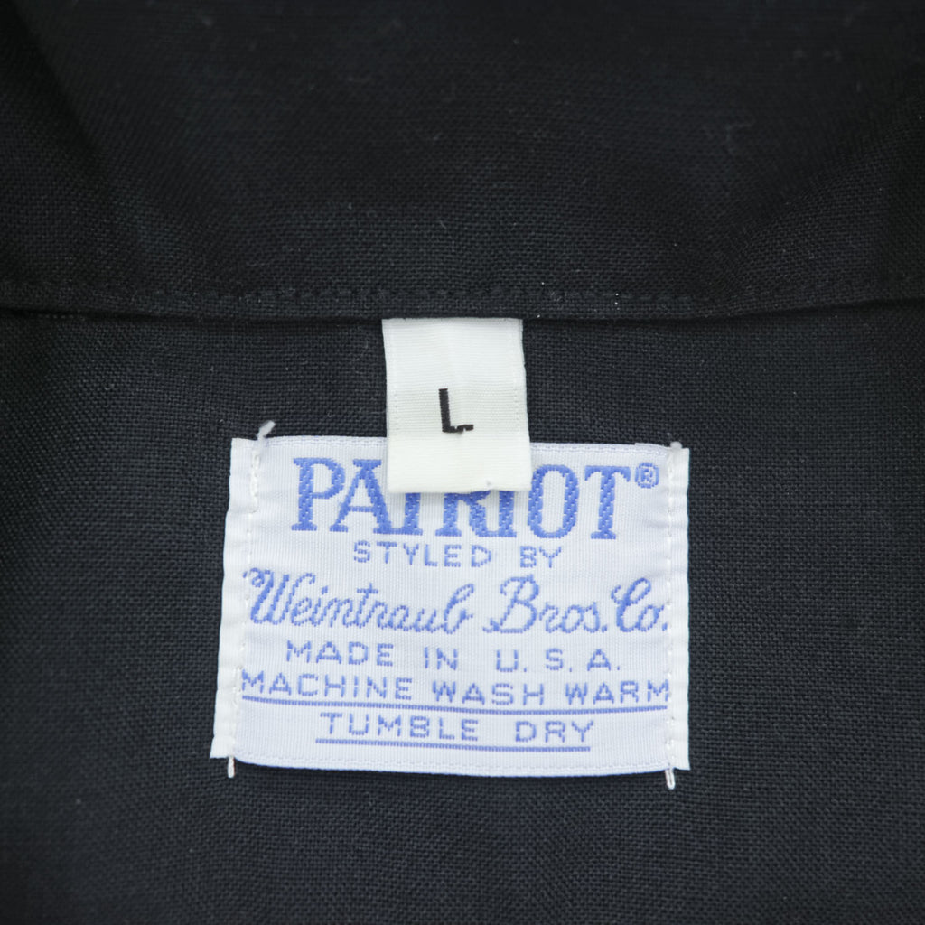 80年代 USA製 ヴィンテージ ミリタリー 半袖シャツ L ブラック 開襟 オープンカラー PATRIOT by Weintraub Brothers