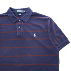 Polo Ralph Lauren 90年代 ヴィンテージ ポロシャツ XL ネイビー ボーダー スモールポニー ロゴ 刺繍 鹿の子