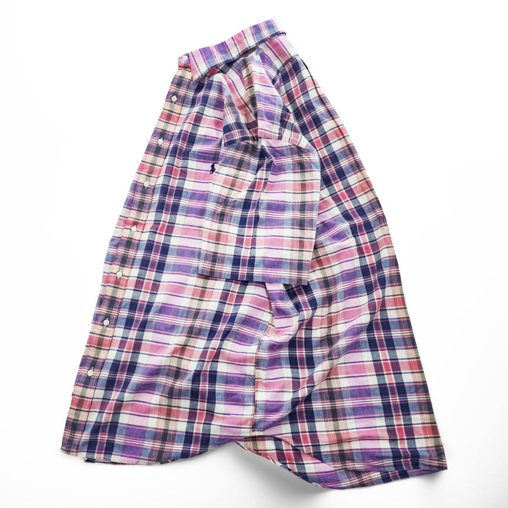 Ralph Lauren インド製 マドラスチェック 半袖シャツ XL ボタンダウン 胸ポケット Indian Madras