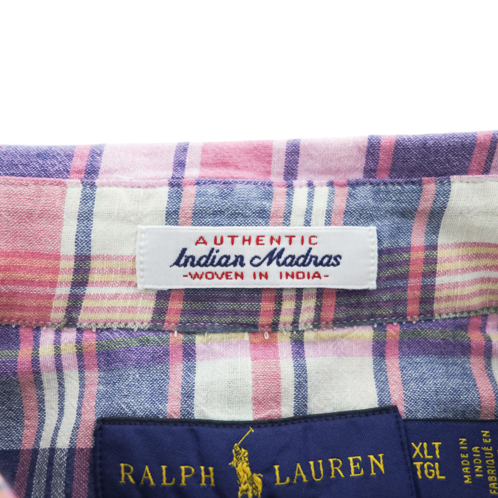 Ralph Lauren インド製 マドラスチェック 半袖シャツ XL ボタンダウン 胸ポケット Indian Madras