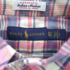 Ralph Lauren インド製 マドラスチェック 半袖シャツ XL ボタンダウン 胸ポケット Indian Madras