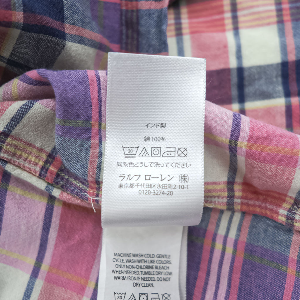 Ralph Lauren インド製 マドラスチェック 半袖シャツ XL ボタンダウン 胸ポケット Indian Madras