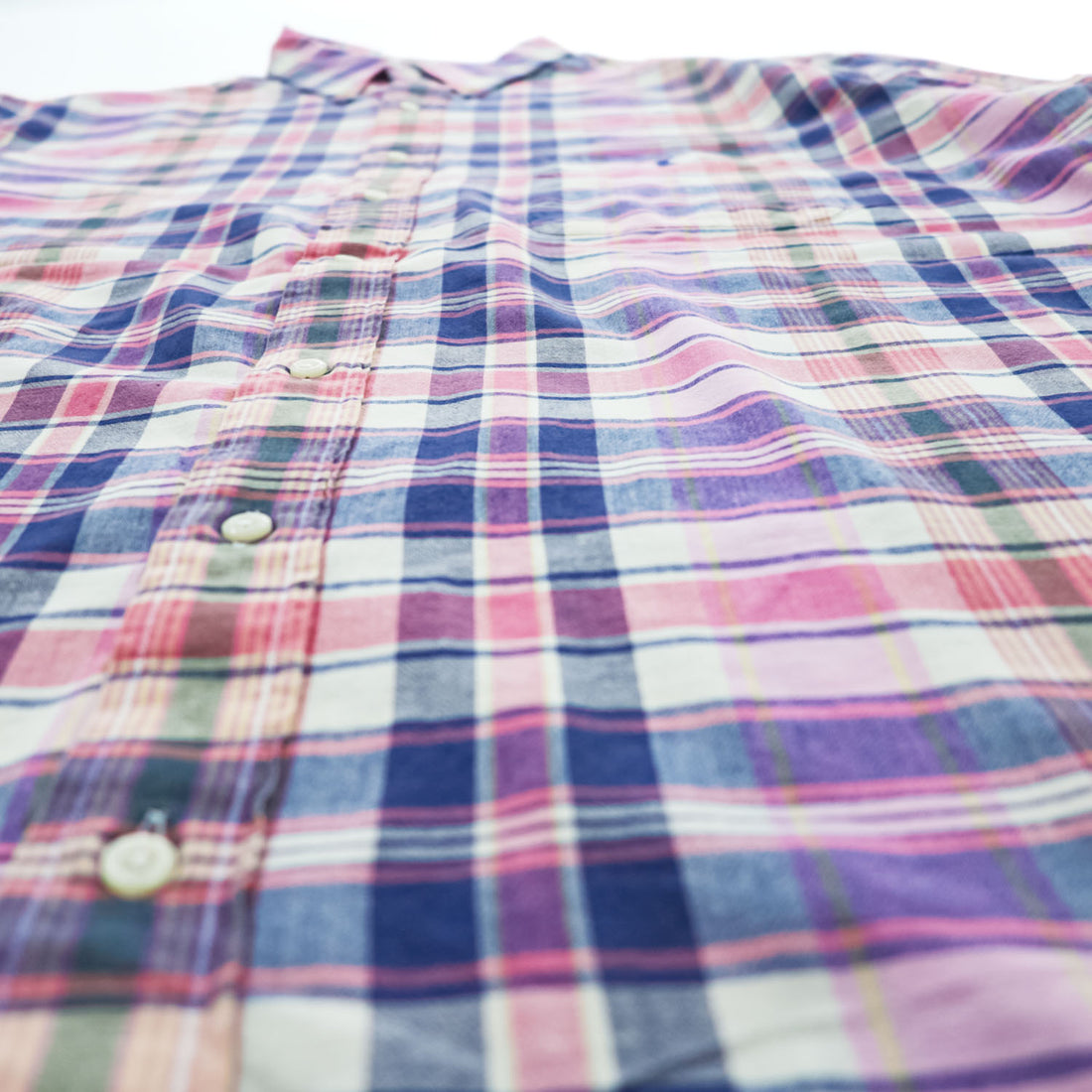 Ralph Lauren インド製 マドラスチェック 半袖シャツ XL ボタンダウン 胸ポケット Indian Madras