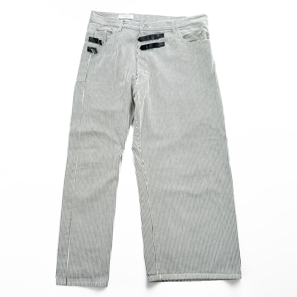 FACETASM アシンメトリー BIG&SLIM ヒッコリーデニムパンツ ジーンズ 2 ホワイト ワイド ストライプ ZUK-5030-03 日本製