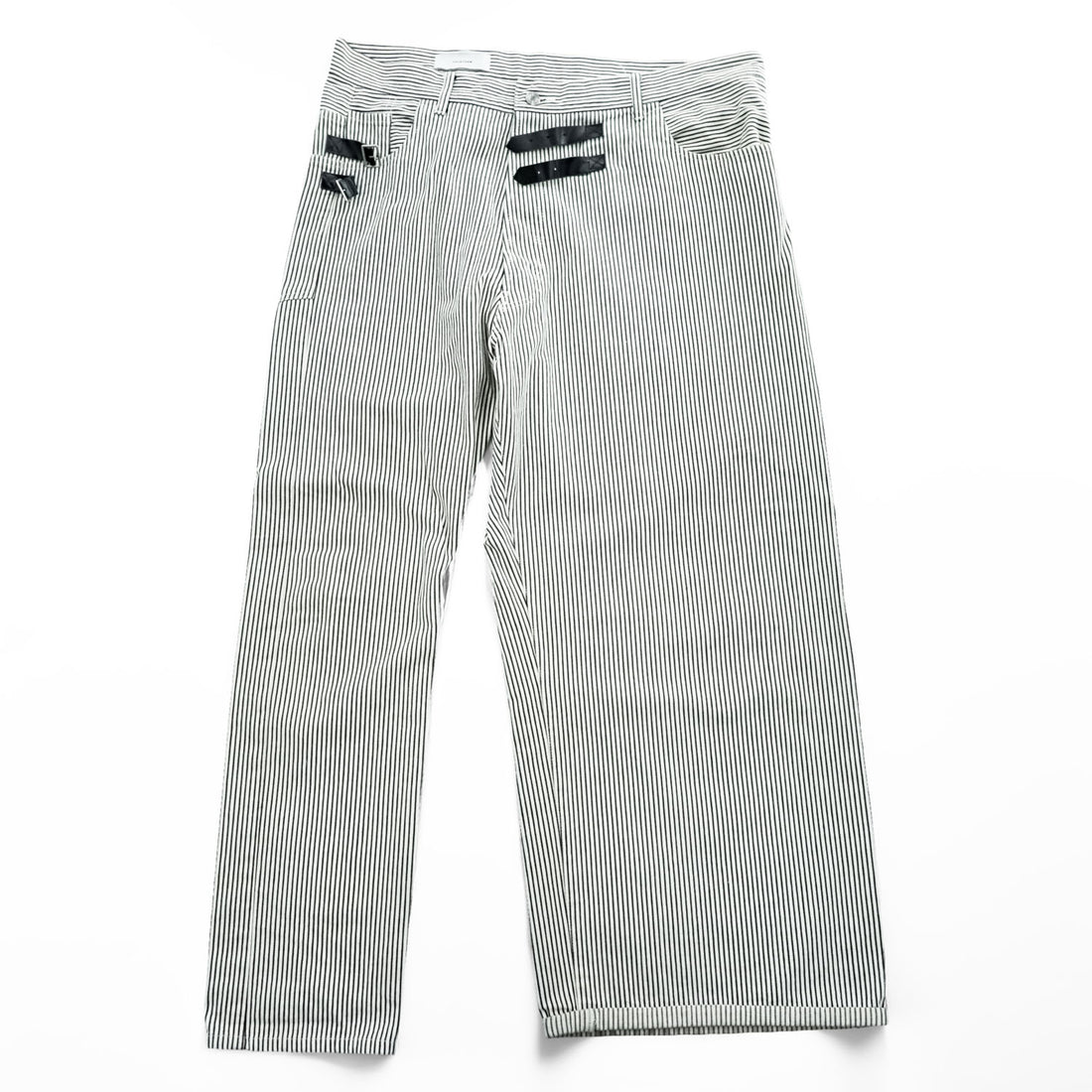 FACETASM アシンメトリー BIG&SLIM ヒッコリーデニムパンツ ジーンズ 2 ホワイト ワイド ストライプ ZUK-5030-03 日本製