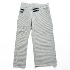 FACETASM アシンメトリー BIG&SLIM ヒッコリーデニムパンツ ジーンズ 2 ホワイト ワイド ストライプ ZUK-5030-03 日本製