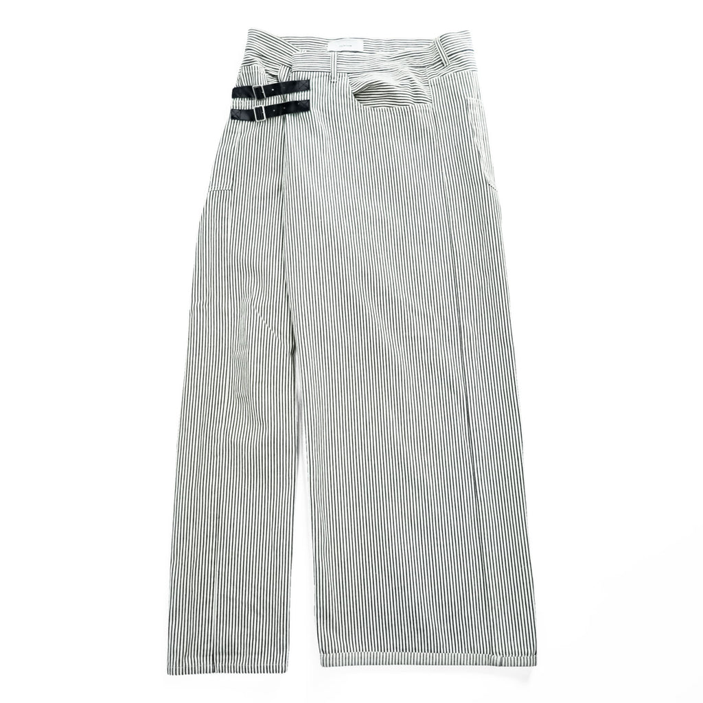 FACETASM アシンメトリー BIG&SLIM ヒッコリーデニムパンツ ジーンズ 2 ホワイト ワイド ストライプ ZUK-5030-03 日本製