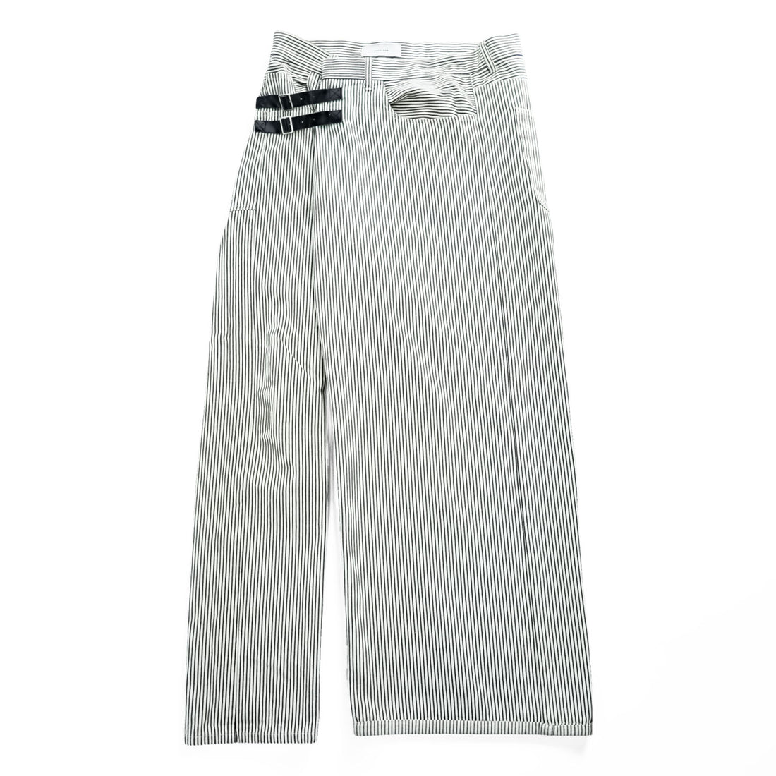 FACETASM アシンメトリー BIG&SLIM ヒッコリーデニムパンツ ジーンズ 2 ホワイト ワイド ストライプ ZUK-5030-03 日本製