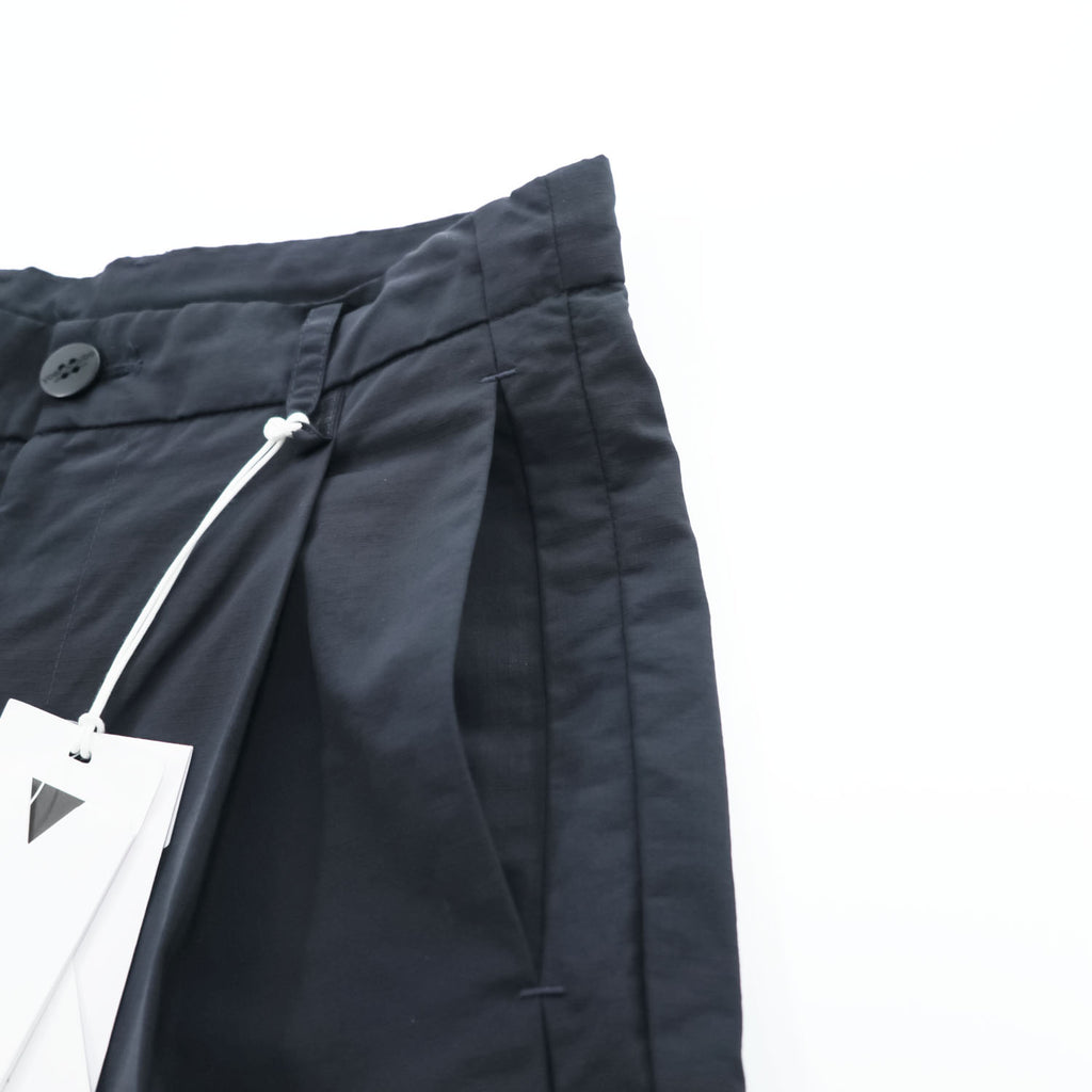 yoshiokubo GROUNDFLOOR × nowartt 日本製 ナイロン タック プリーツ スラックス パンツ ダークネイビー 切替 WORST CASE SCENARIO YKS19416 未使用品