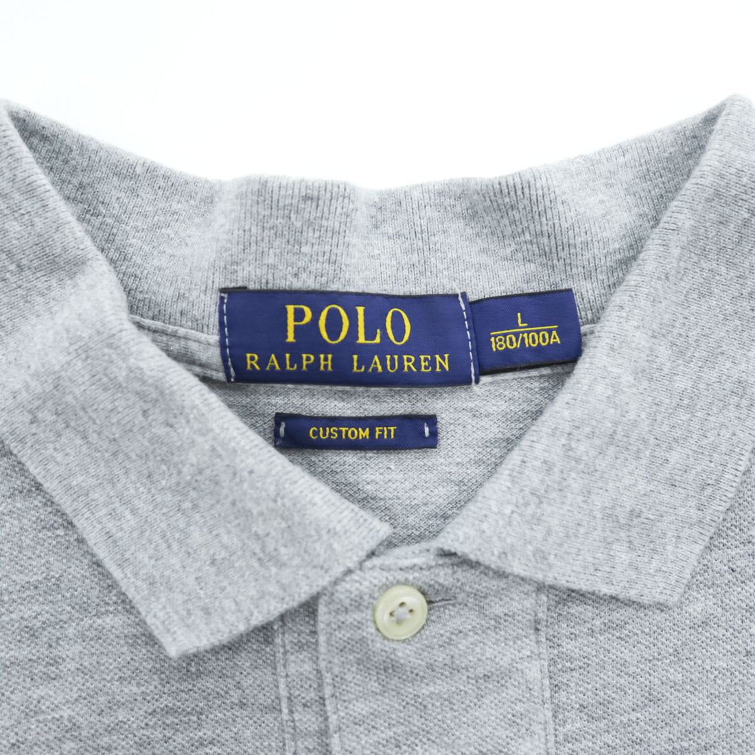 Polo Ralph Lauren ポロシャツ L CUSTOM FIT グレー スモールポニー ロゴ 刺繍 エンブレム 鹿の子