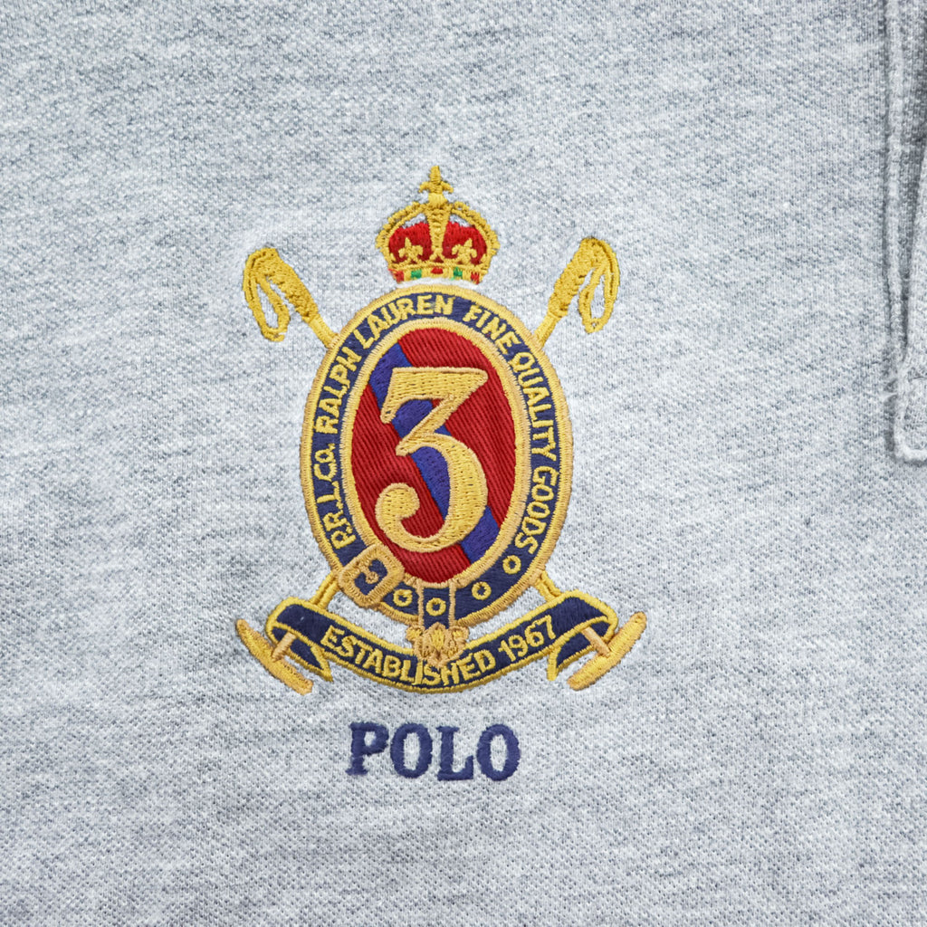 Polo Ralph Lauren ポロシャツ L CUSTOM FIT グレー スモールポニー ロゴ 刺繍 エンブレム 鹿の子