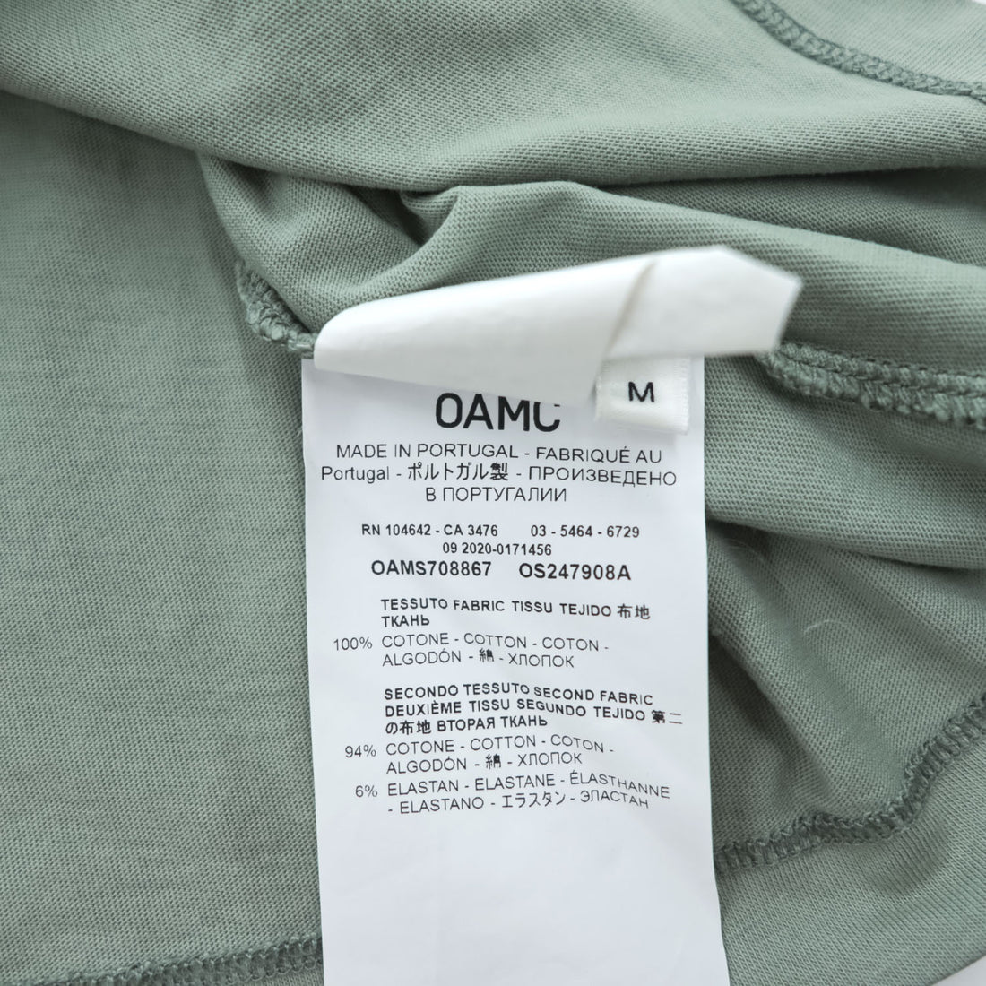 OAMC バックプリント ポケット Tシャツ M グリーン OAMS708867 OS247908A ポルトガル製