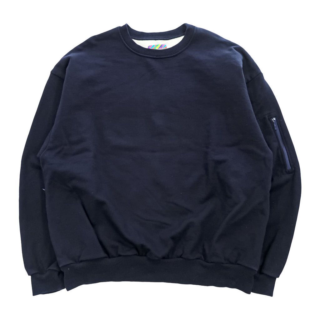 is-ness 日本製 クルーネック スウェット CREW NECK SWEAT-SHIRT トレーナー M ダークネイビー ジップポケット1007SSCS01