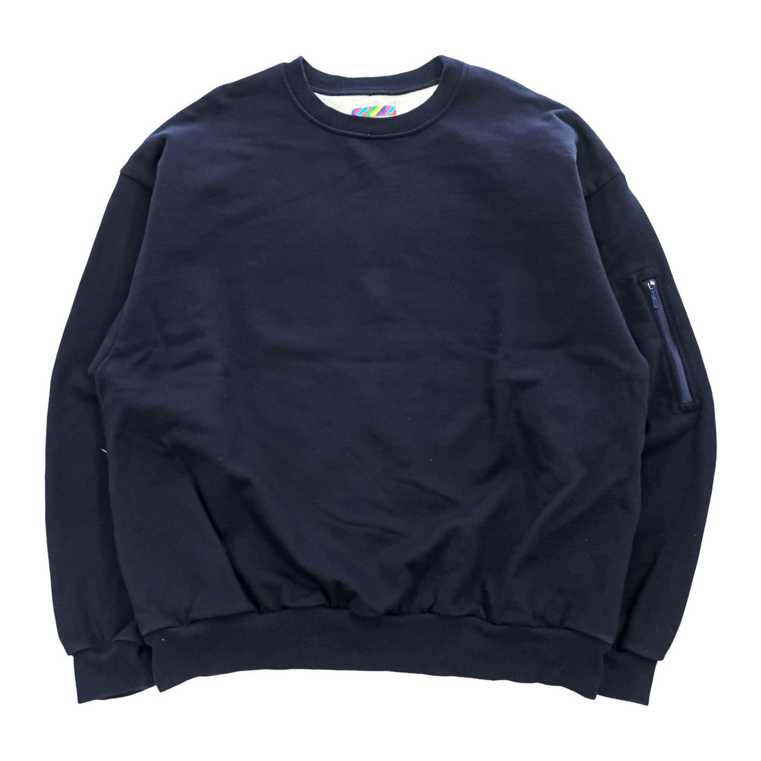 is-ness 日本製 クルーネック スウェット CREW NECK SWEAT-SHIRT トレーナー M ダークネイビー ジップポケット1007SSCS01