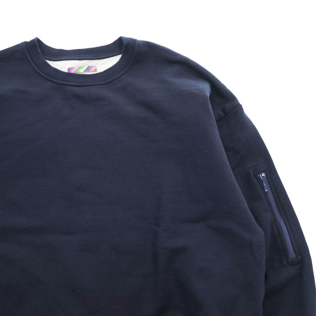 is-ness 日本製 クルーネック スウェット CREW NECK SWEAT-SHIRT トレーナー M ダークネイビー ジップポケット1007SSCS01