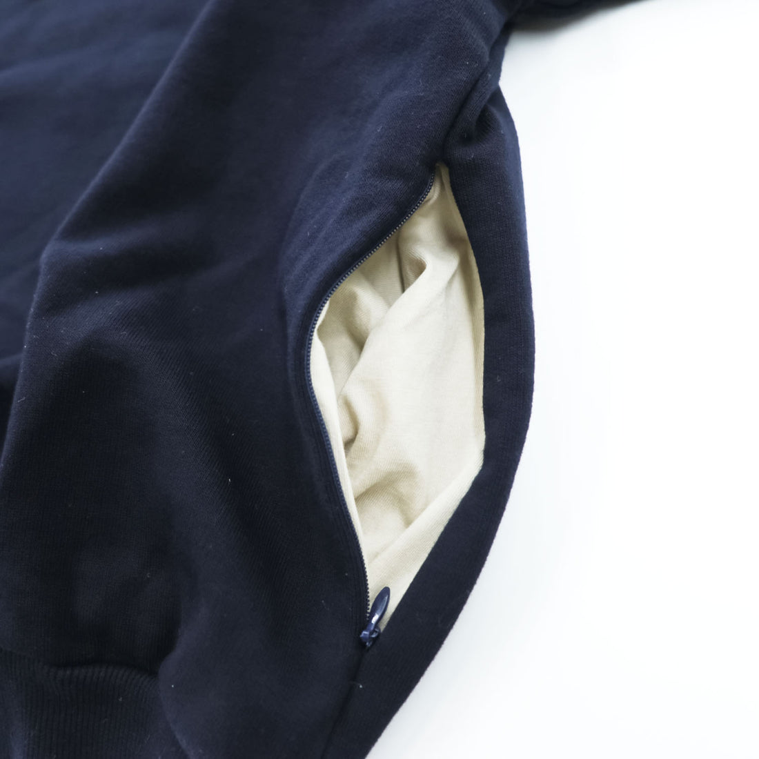 is-ness 日本製 クルーネック スウェット CREW NECK SWEAT-SHIRT トレーナー M ダークネイビー ジップポケット1007SSCS01
