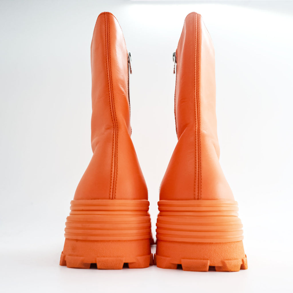 CAMPERLAB トラクトリ TRAKTORI アンクルブーツ レザー サイドジップ ブーツ 28cm オレンジ 厚底 ラグソール シェルトゥ