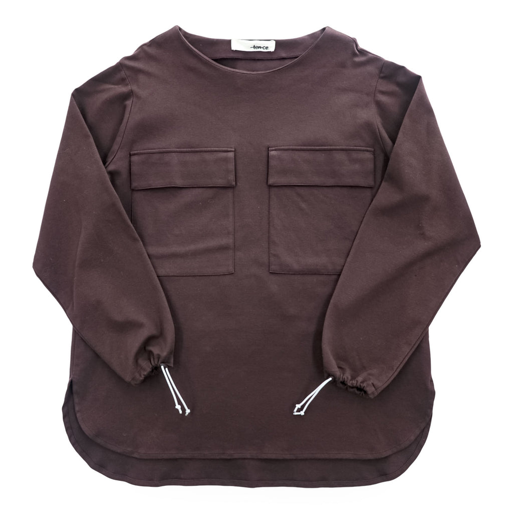 tence 長袖 スモック カットソー ロングスリーブ Tシャツ S ドローコード 胸ポケット TN-PO-01 日本製