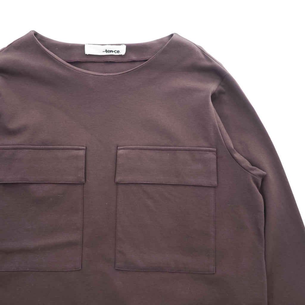 tence 長袖 スモック カットソー ロングスリーブ Tシャツ S ドローコード 胸ポケット TN-PO-01 日本製