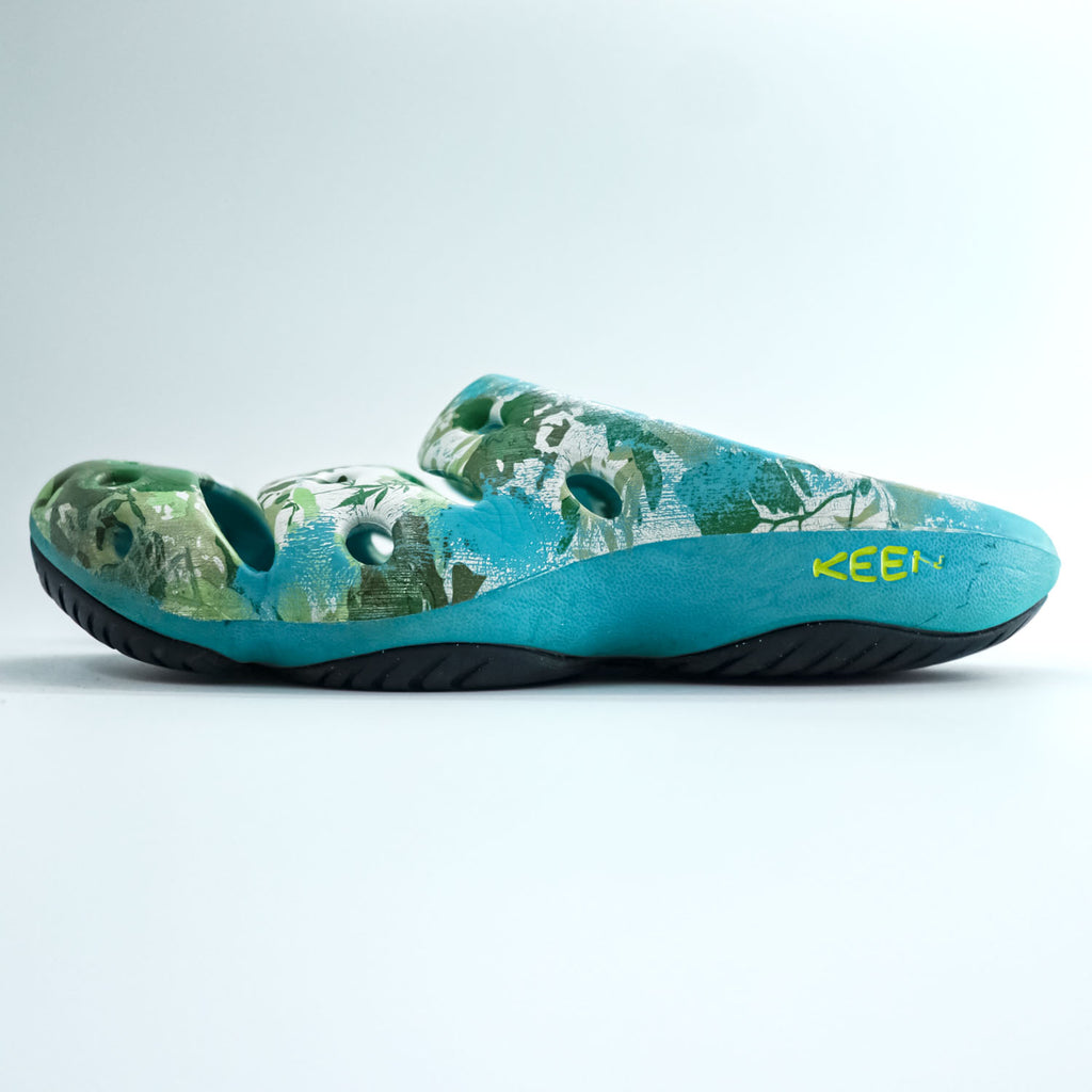 KEEN ヨギ YOGUI ARTS クロッグ サンダル 29cm グリーン ブルー × ELNEST CREATIVE ACTIVITY カモフラ 総柄 BOOKTREE CAMO