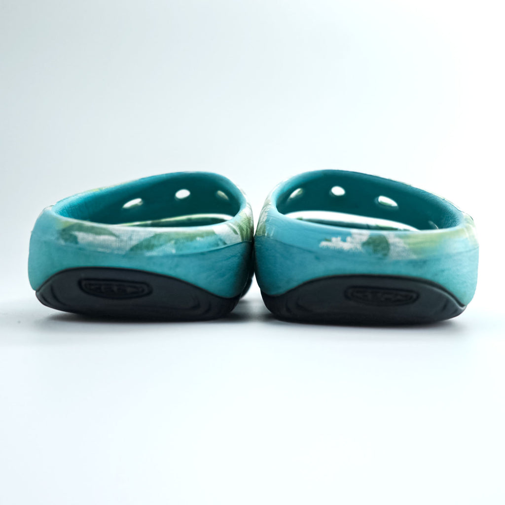 KEEN ヨギ YOGUI ARTS クロッグ サンダル 29cm グリーン ブルー × ELNEST CREATIVE ACTIVITY カモフラ 総柄 BOOKTREE CAMO