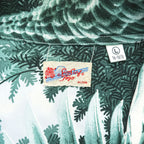 SUN SURF アロハシャツ 半袖 オープンカラー シャツ L グリーン 総柄 EAGLE & SWEET FISH 和柄 開襟 ちりめん SS31601
