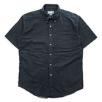 Eddie Bauer 半袖 リネン シャツ L ブラック 麻100% ボタンダウン 胸ポケット