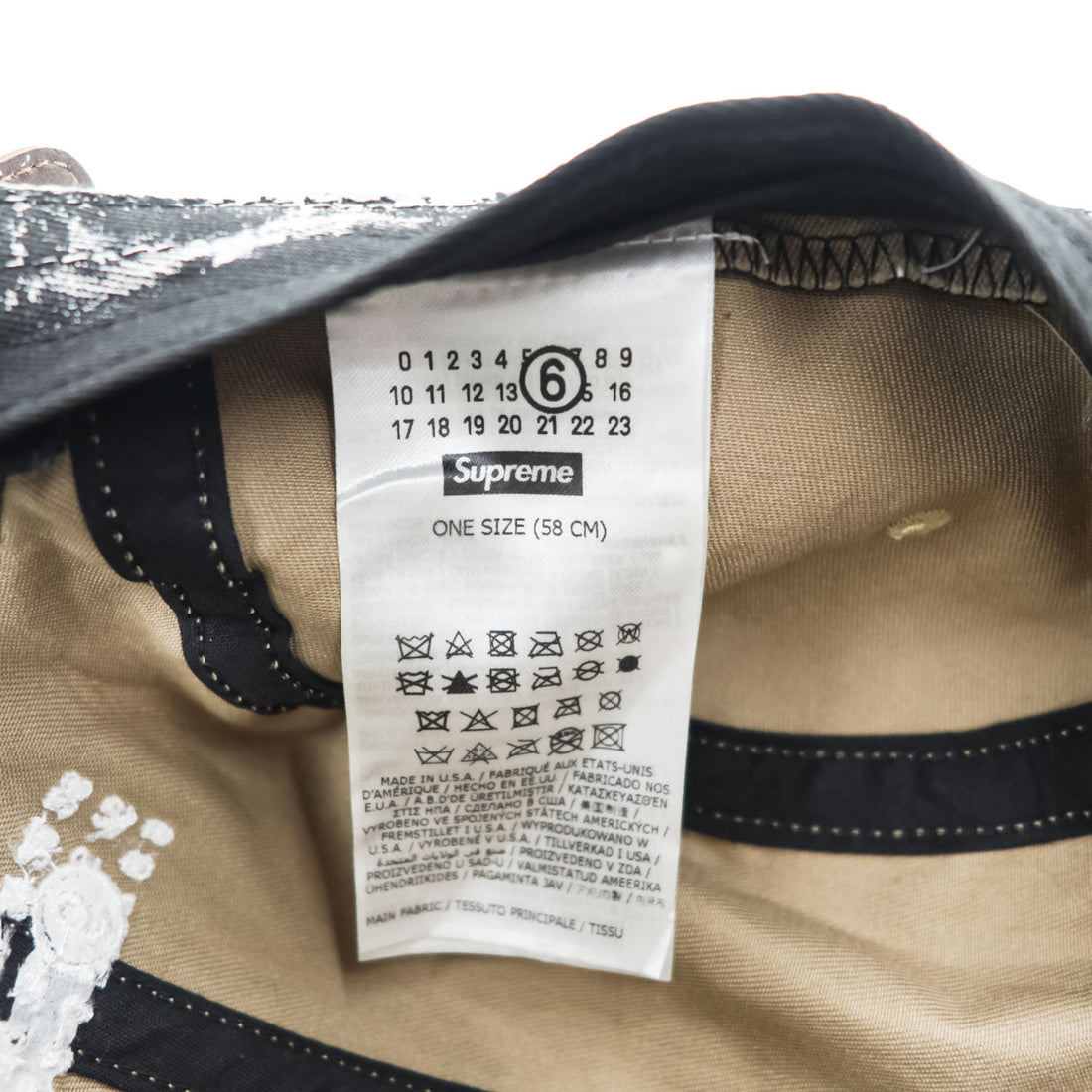 Supreme × MM6 Maison Margiela ペイント加工 キャンプキャップ Painted Camp Cap ホワイト ボックスロゴ カレンダータグ USA製