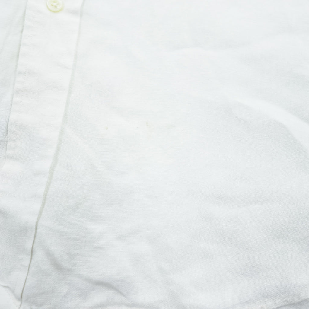 Ralph Lauren 90年代 ヴィンテージ 半袖 リネン シャツ XL CLASSIC FIT ホワイト スモールポニー ロゴ 刺繍 ボタンダウン