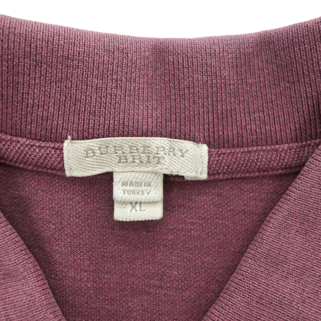BURBERRY BRIT ポロシャツ XL ボルドー ワンポイントロゴ ノバチェック 鹿の子 トルコ製