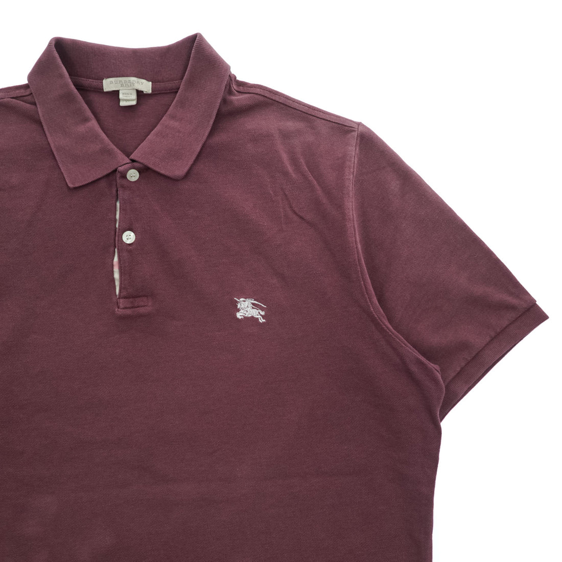 BURBERRY BRIT ポロシャツ XL ボルドー ワンポイントロゴ ノバチェック 鹿の子 トルコ製