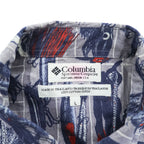 Columbia 90年代 ヴィンテージ 半袖シャツ L グレー ブルー 総柄 フィッシング ルアー ボタンダウン