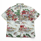 reyn spooner 80年代 ハワイ製 ヴィンテージ アロハシャツ 半袖シャツ L グリーン 総柄 ハワイアン ダイヤモンドヘッドタグ