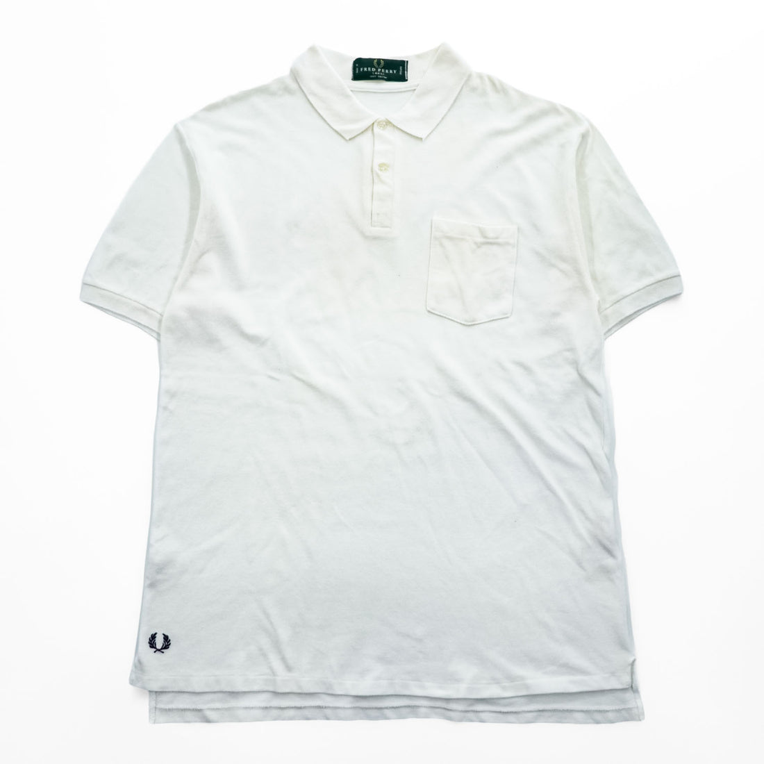 FRED PERRY 90年代 ヴィンテージ ポロシャツ L ホワイト ワンポイントロゴ イングランド製 英国製 鹿の子 M50/0022