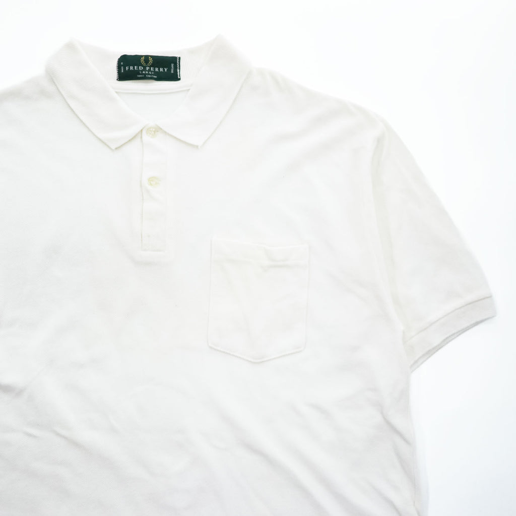 FRED PERRY 90年代 ヴィンテージ ポロシャツ L ホワイト ワンポイントロゴ イングランド製 英国製 鹿の子 M50/0022