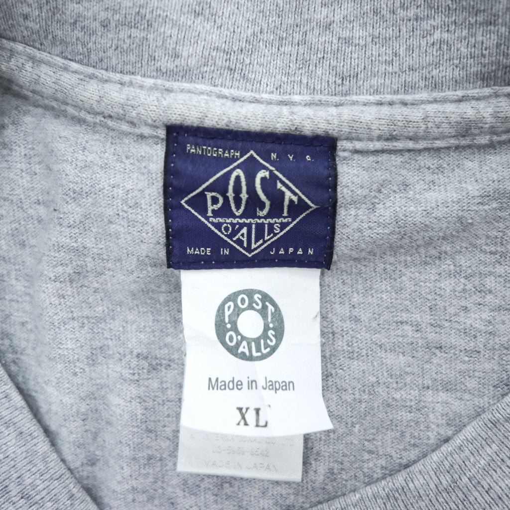 POST OVERALLS 日本製 長袖 ロングスリーブ Tシャツ ロンT XL グレー 胸ポケット